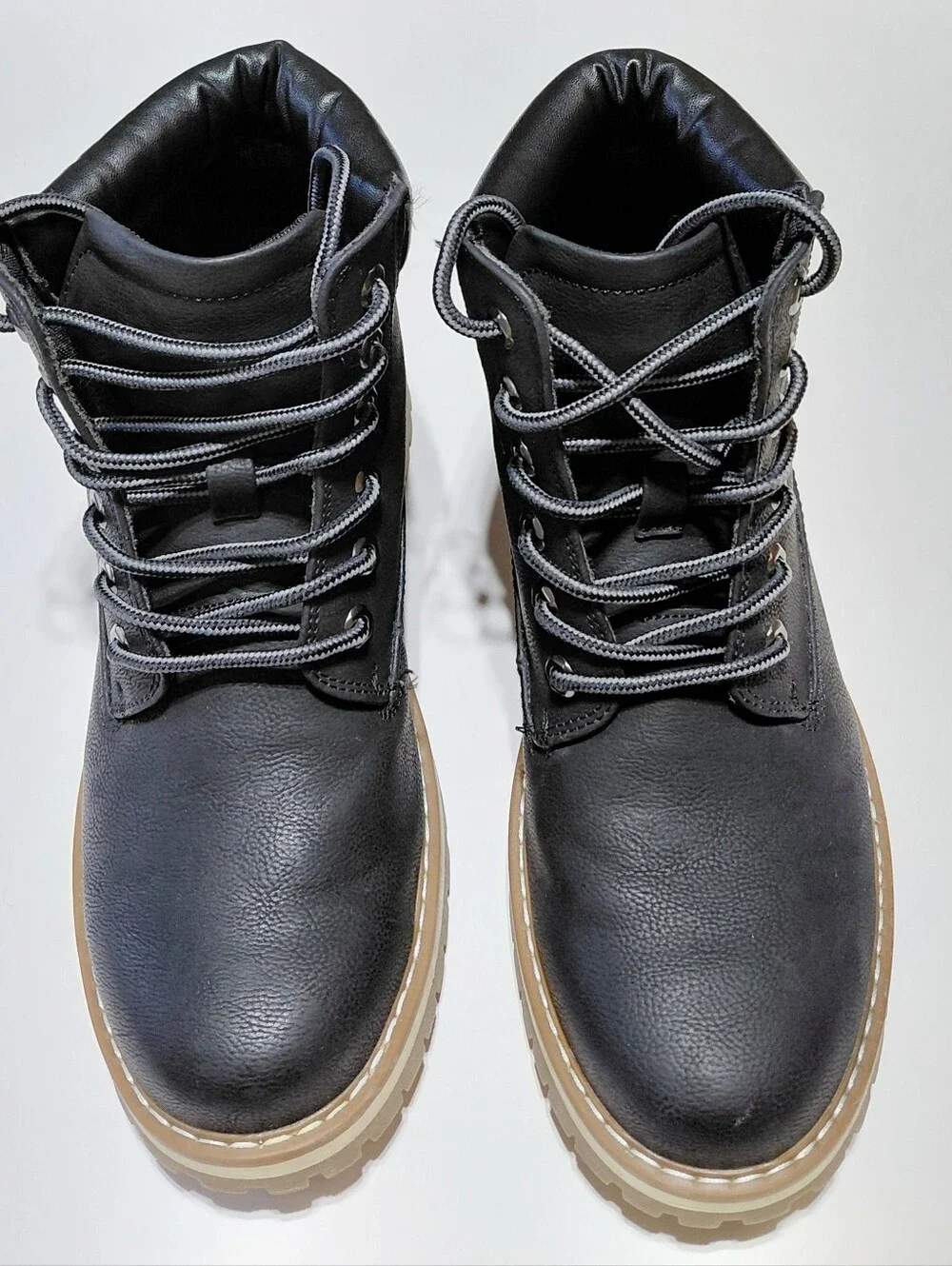 BRUNO MARC Men's Black Lace-Up Combat Boot Size 8